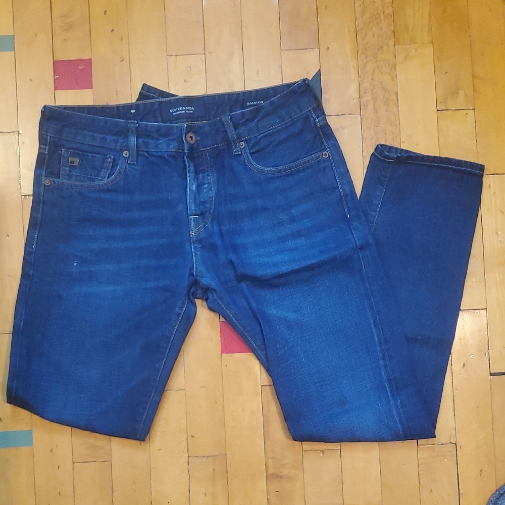 Scotch & Soda Blue Relaxed Jeans with Subtle Fading
